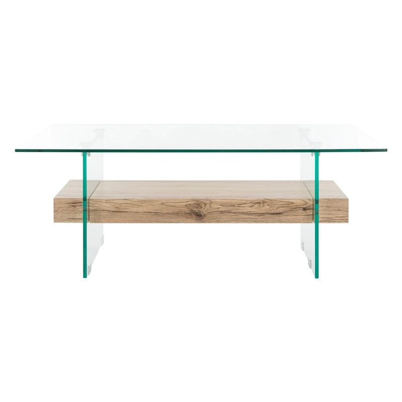 Modern Rectangular Glass Coffee Table with Lower Shelf – 43 x 24 x 17 Inch