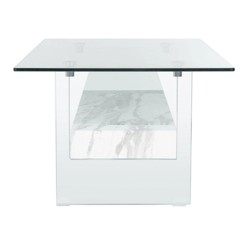 Modern Rectangular Glass Coffee Table with Lower Shelf – 43 x 24 x 17 Inch