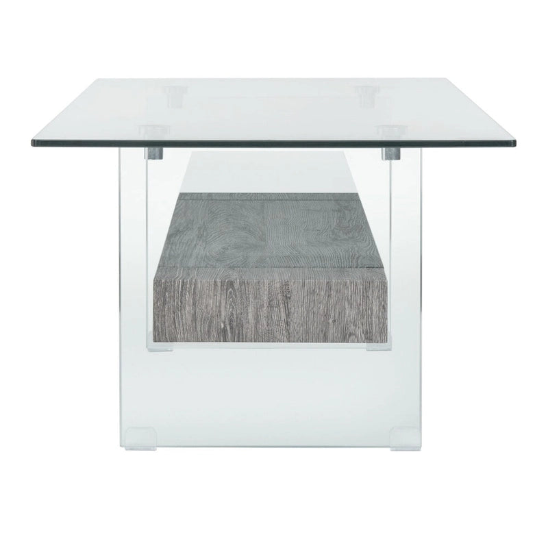 Modern Rectangular Glass Coffee Table with Lower Shelf – 43 x 24 x 17 Inch