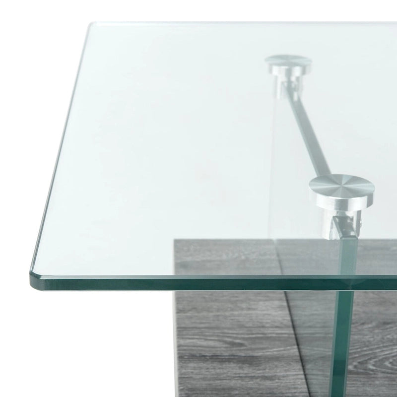 Modern Rectangular Glass Coffee Table with Lower Shelf – 43 x 24 x 17 Inch