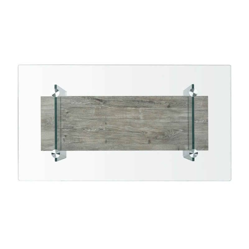 Modern Rectangular Glass Coffee Table with Lower Shelf – 43 x 24 x 17 Inch
