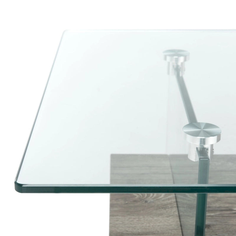 Modern Rectangular Glass Coffee Table with Lower Shelf – 43 x 24 x 17 Inch
