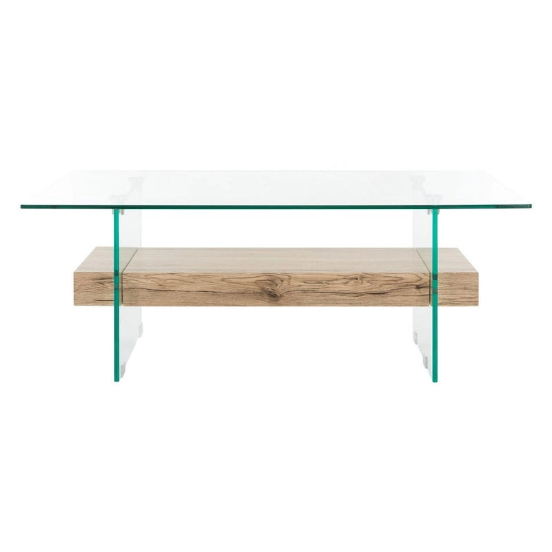 Modern Rectangular Glass Coffee Table with Lower Shelf – 43 x 24 x 17 Inch