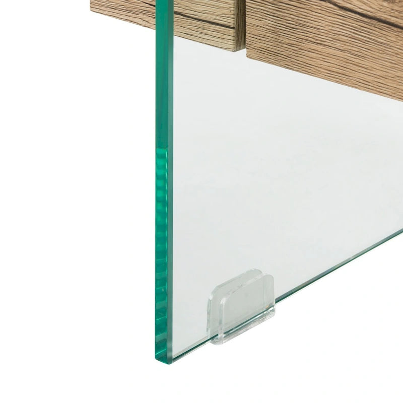 Modern Rectangular Glass Coffee Table with Lower Shelf – 43 x 24 x 17 Inch