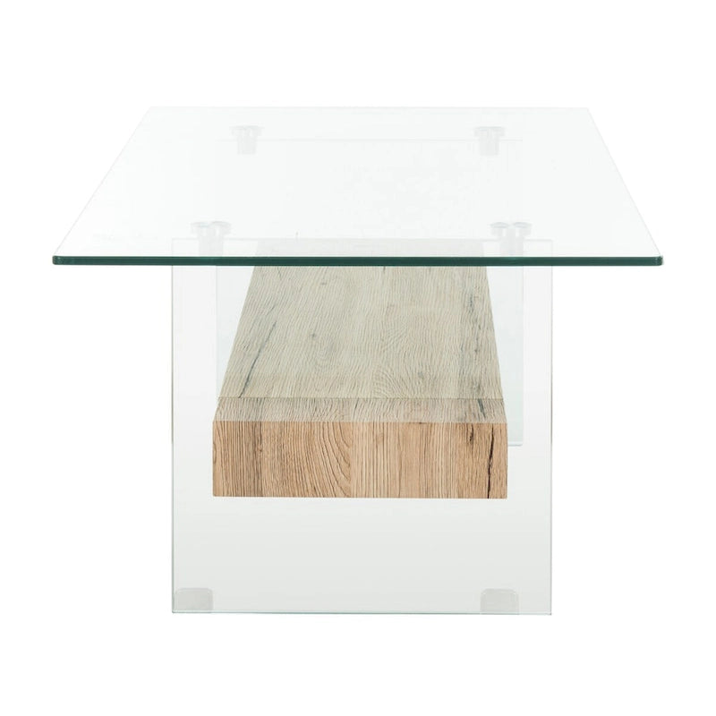 Modern Rectangular Glass Coffee Table with Lower Shelf – 43 x 24 x 17 Inch