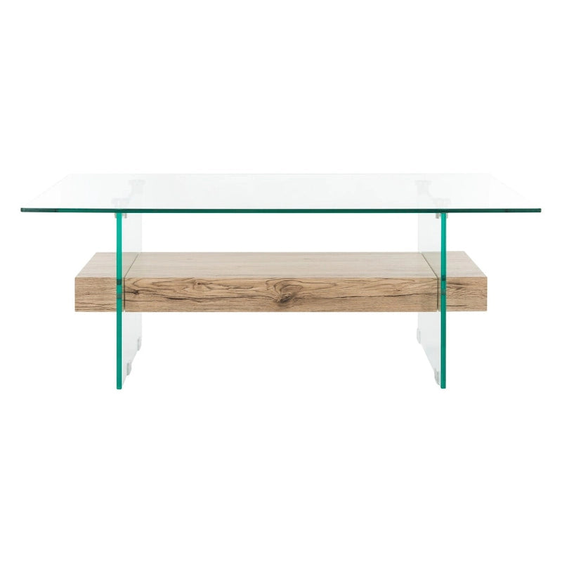 Modern Rectangular Glass Coffee Table with Lower Shelf – 43 x 24 x 17 Inch
