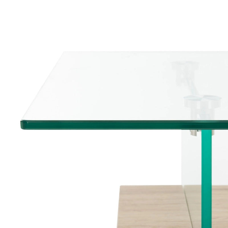 Modern Rectangular Glass Coffee Table with Lower Shelf – 43 x 24 x 17 Inch