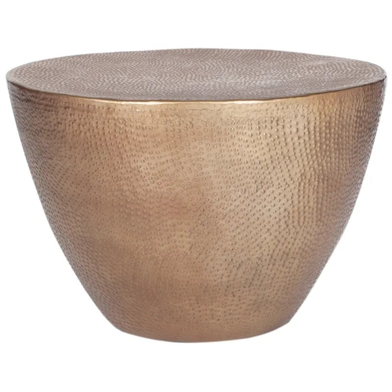 Moroccan-Inspired Drum Coffee Table with Textured Finish