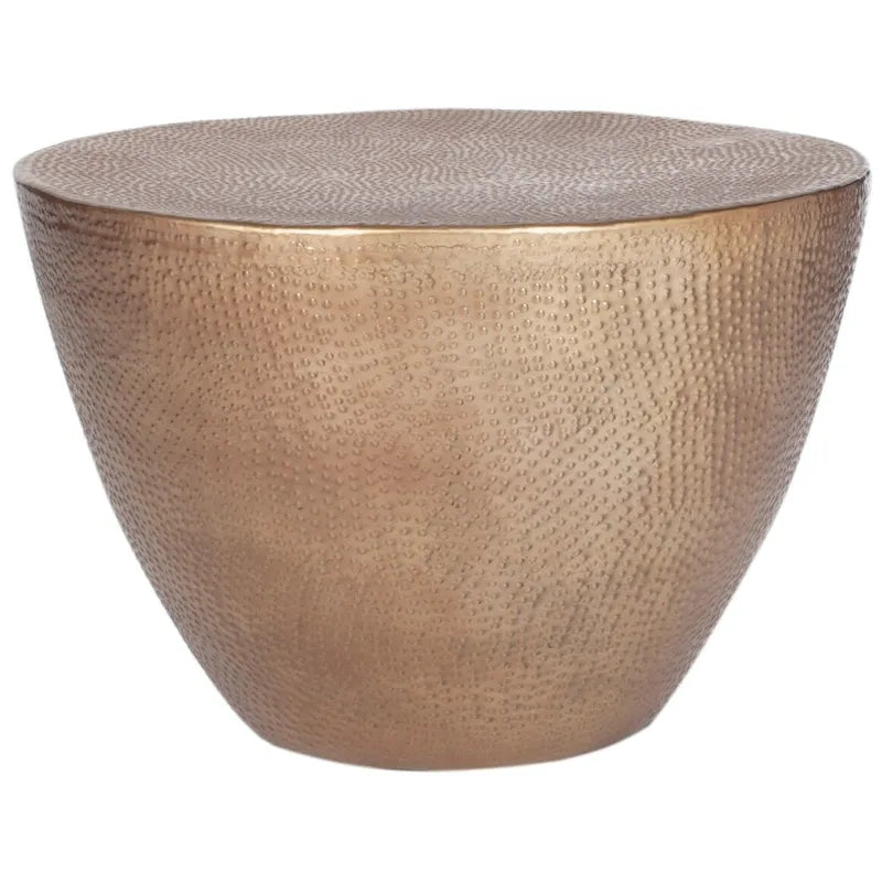 Moroccan-Inspired Drum Coffee Table with Textured Finish