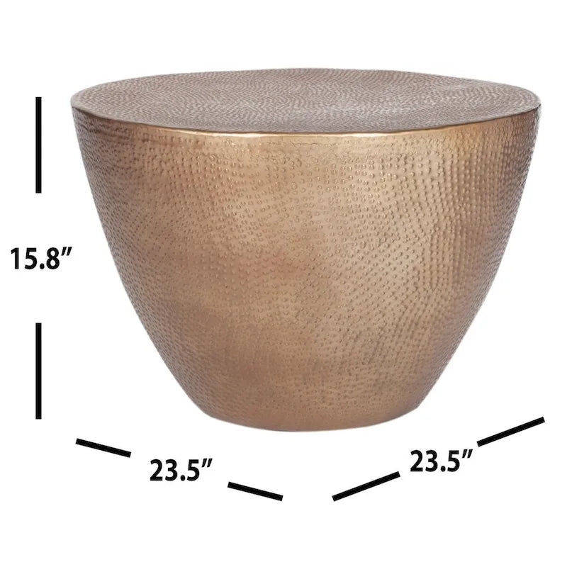 Moroccan-Inspired Drum Coffee Table with Textured Finish