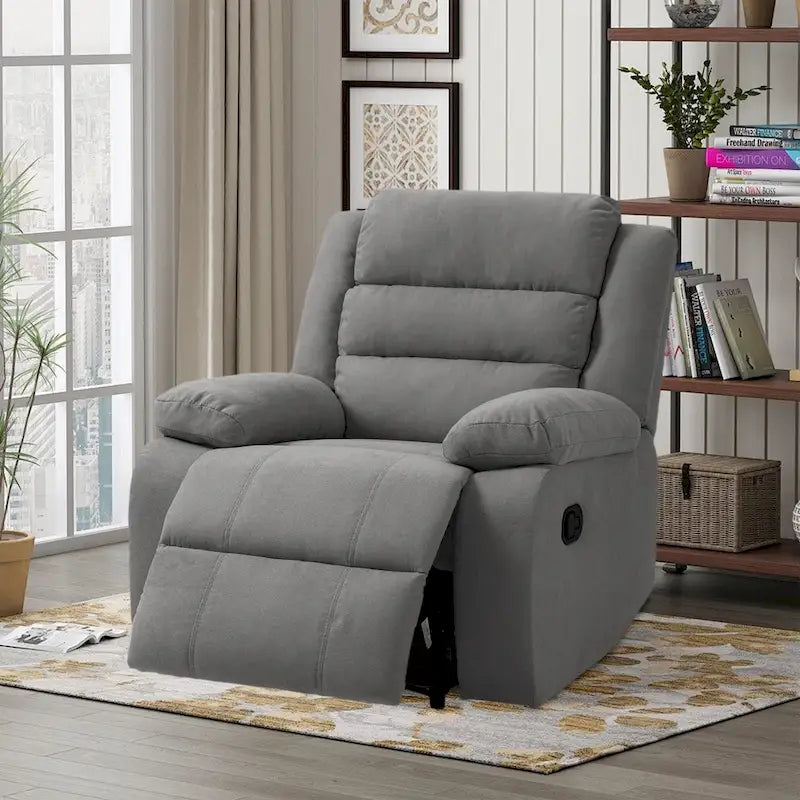 Manual Pushback Recliner Chair with 155-Degree Recline and High-Density Spring Cushion
