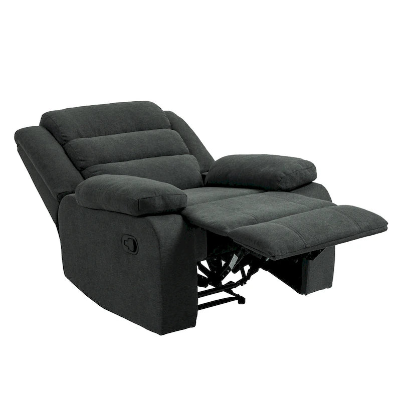 Manual Pushback Recliner Chair with 155-Degree Recline and High-Density Spring Cushion