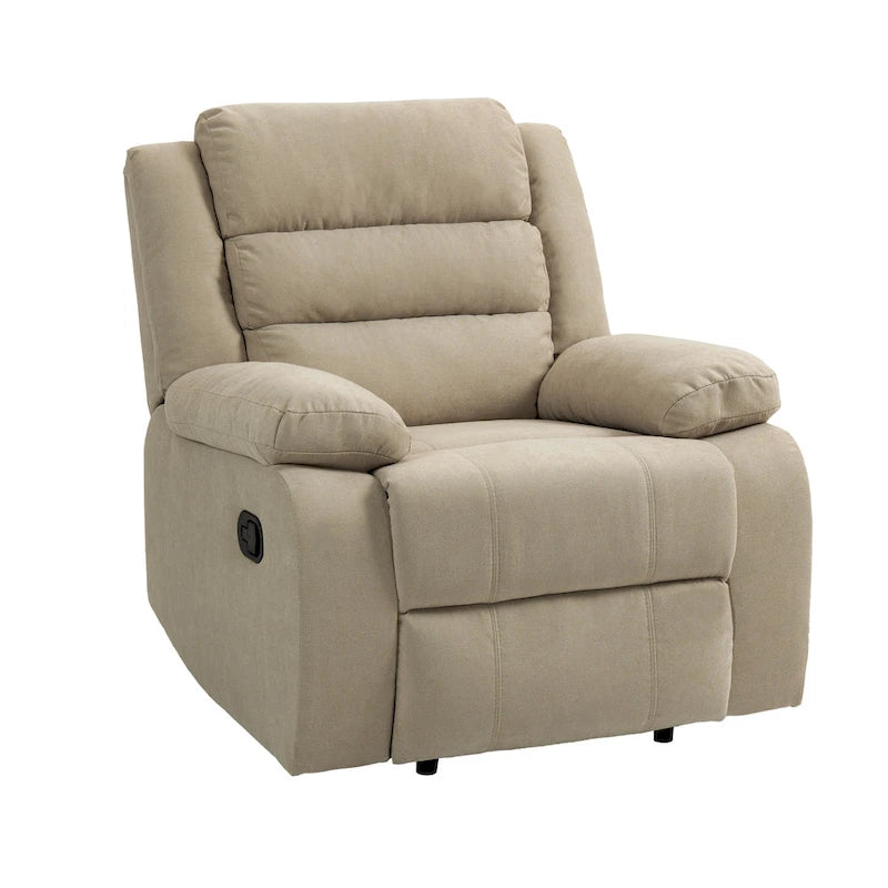 Manual Pushback Recliner Chair with 155-Degree Recline and High-Density Spring Cushion