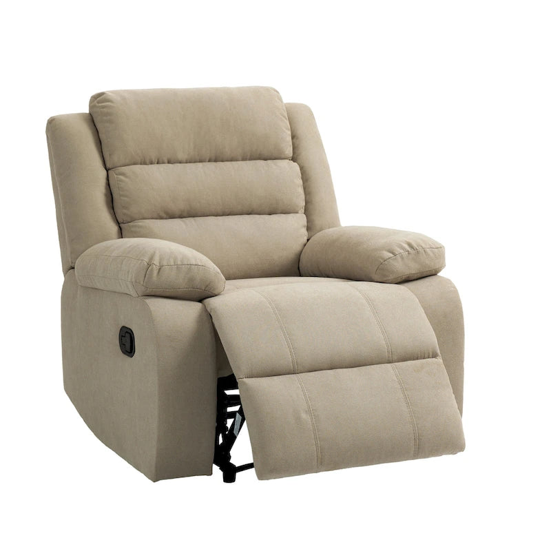 Manual Pushback Recliner Chair with 155-Degree Recline and High-Density Spring Cushion