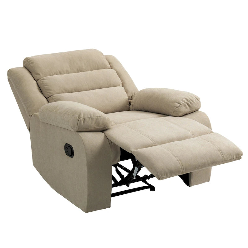 Manual Pushback Recliner Chair with 155-Degree Recline and High-Density Spring Cushion