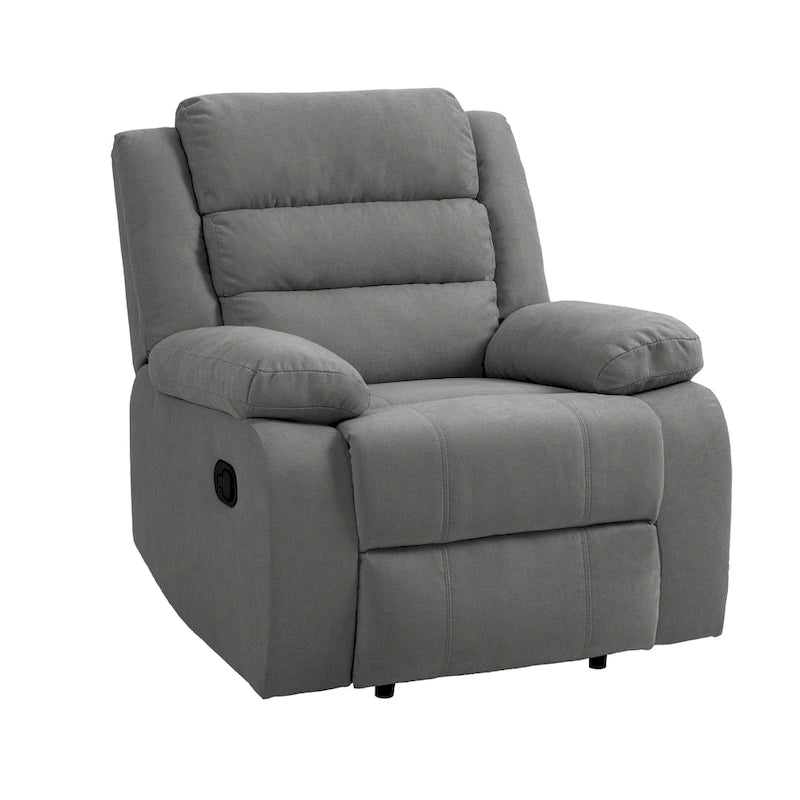 Manual Pushback Recliner Chair with 155-Degree Recline and High-Density Spring Cushion