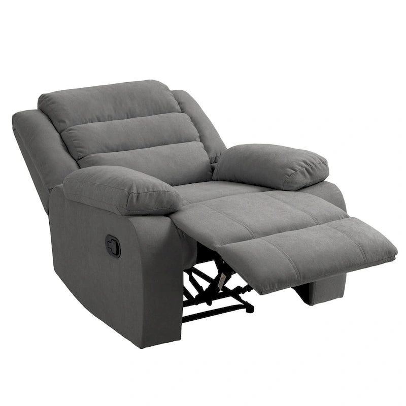 Manual Pushback Recliner Chair with 155-Degree Recline and High-Density Spring Cushion