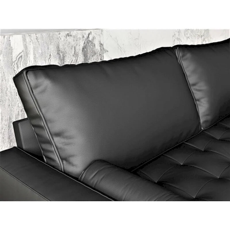 70-Inch Mid-Century Modern Tufted Faux Leather Sofa with Wood Legs and Bolster Pillows