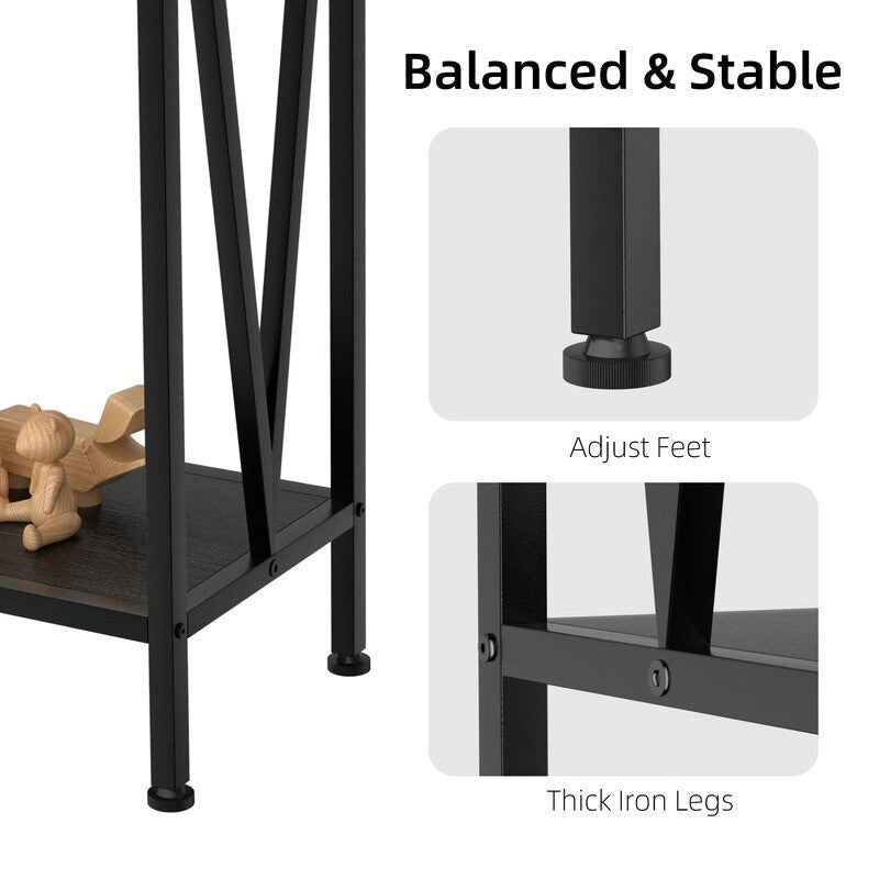 2-Tier Narrow Console Table with Metal Frame for Entryway or Living Room