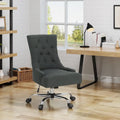 Diamond-Tufted Swivel Office Chair with Gas Lift and Chrome Rolling Base