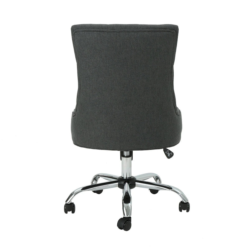 Diamond-Tufted Swivel Office Chair with Gas Lift and Chrome Rolling Base