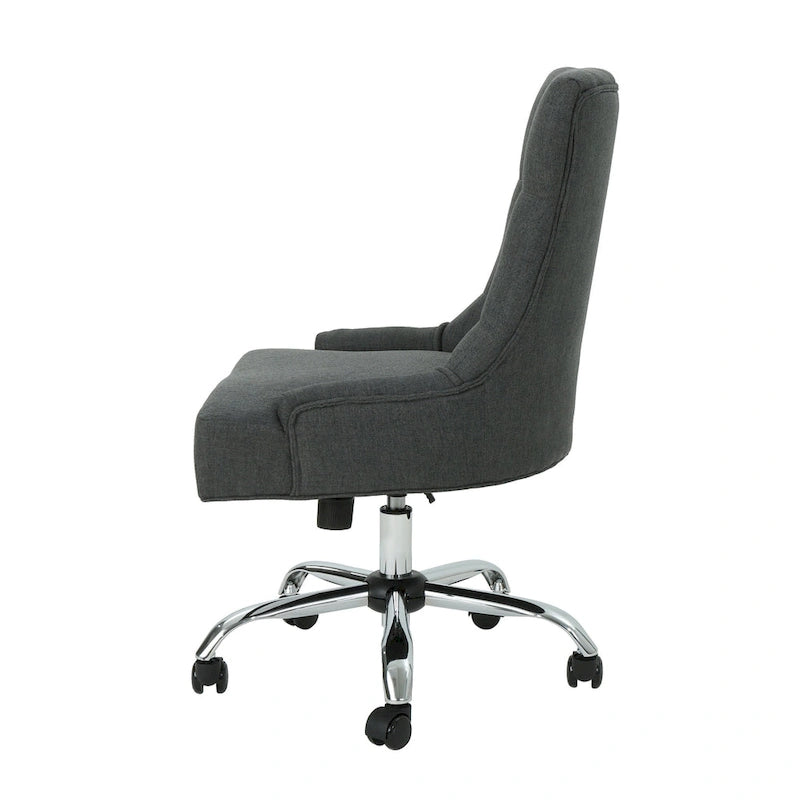 Diamond-Tufted Swivel Office Chair with Gas Lift and Chrome Rolling Base