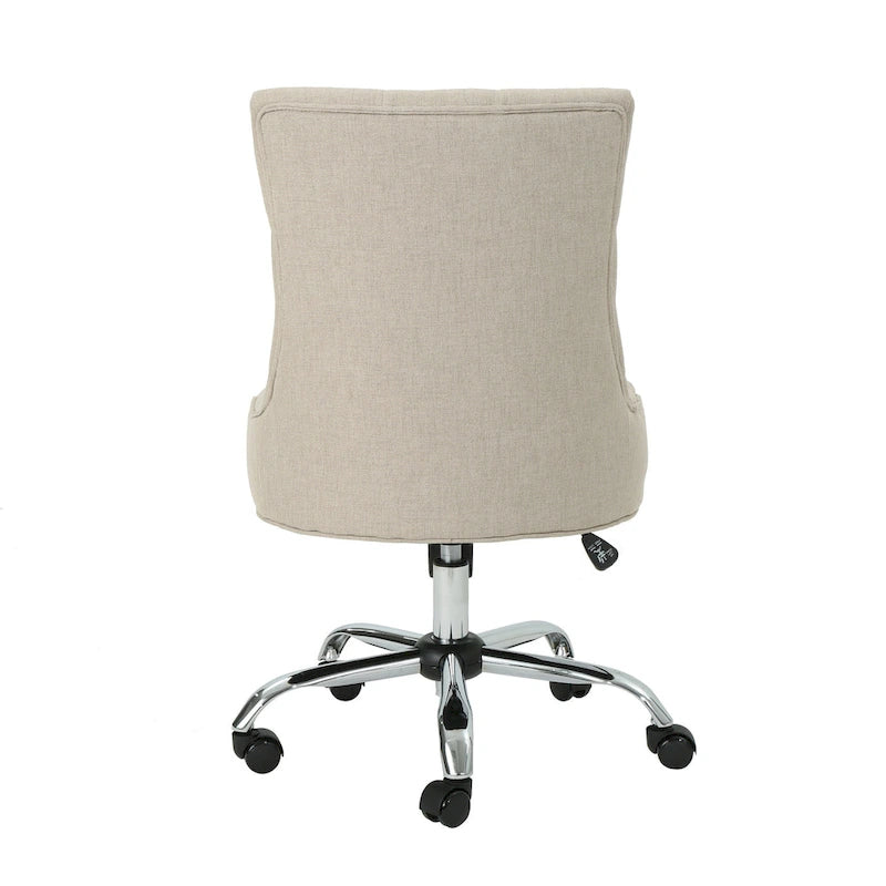 Diamond-Tufted Swivel Office Chair with Gas Lift and Chrome Rolling Base