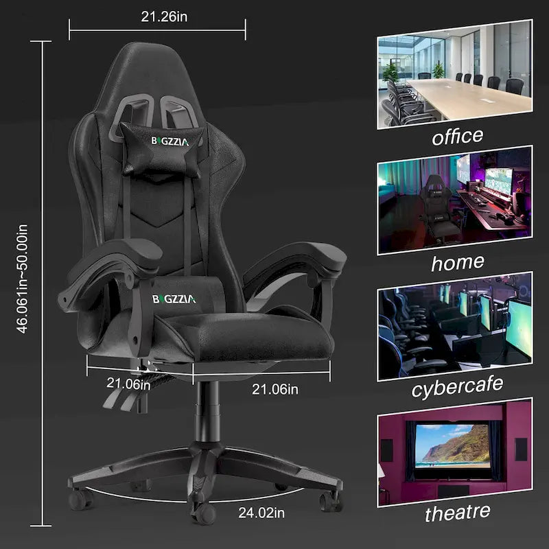 Ergonomic High-Back Gaming Chair with Adjustable Armrests, Headrest and Lumbar Support