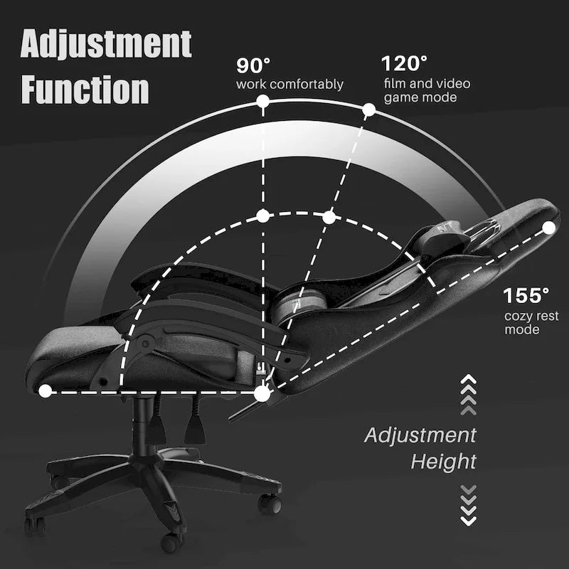Ergonomic High-Back Gaming Chair with Adjustable Armrests, Headrest and Lumbar Support