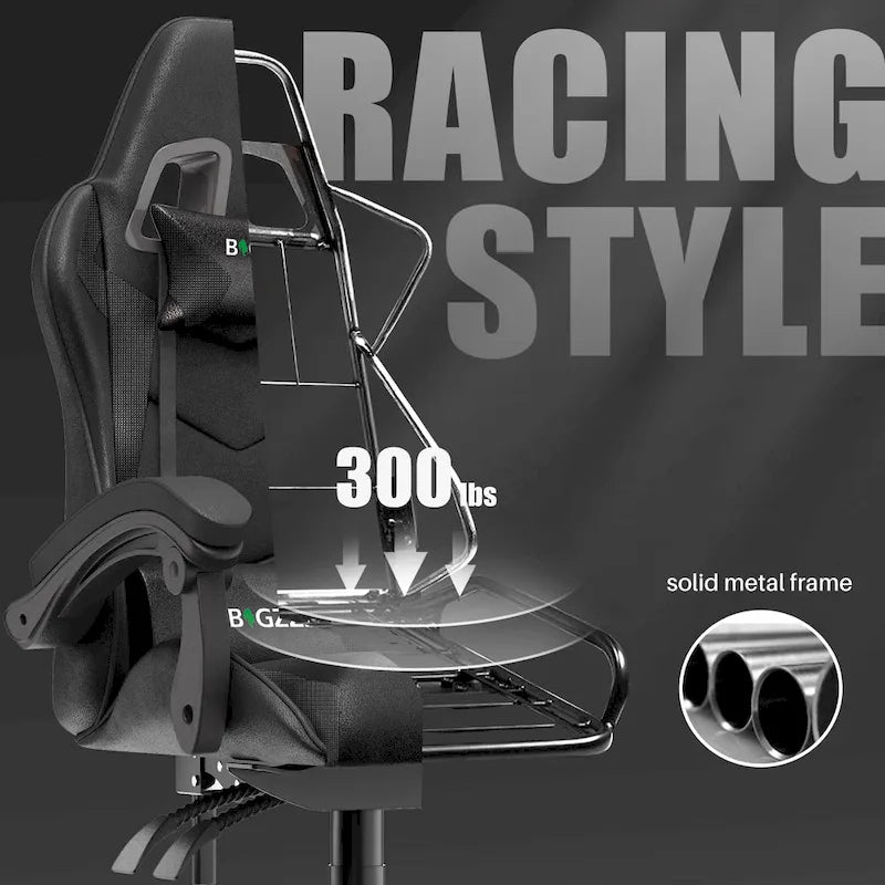 Ergonomic High-Back Gaming Chair with Adjustable Armrests, Headrest and Lumbar Support