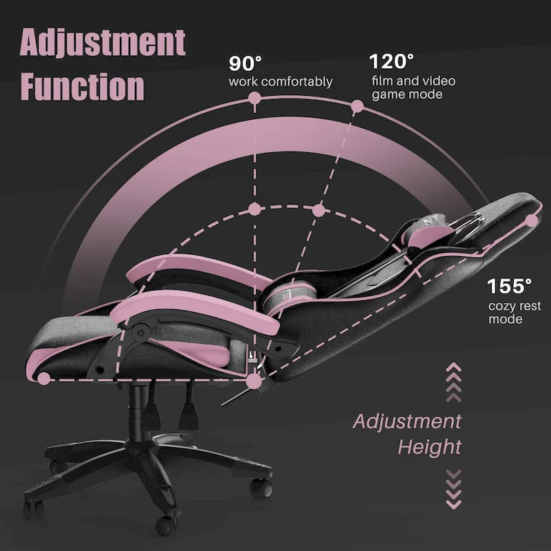 Ergonomic High-Back Gaming Chair with Adjustable Armrests, Headrest and Lumbar Support