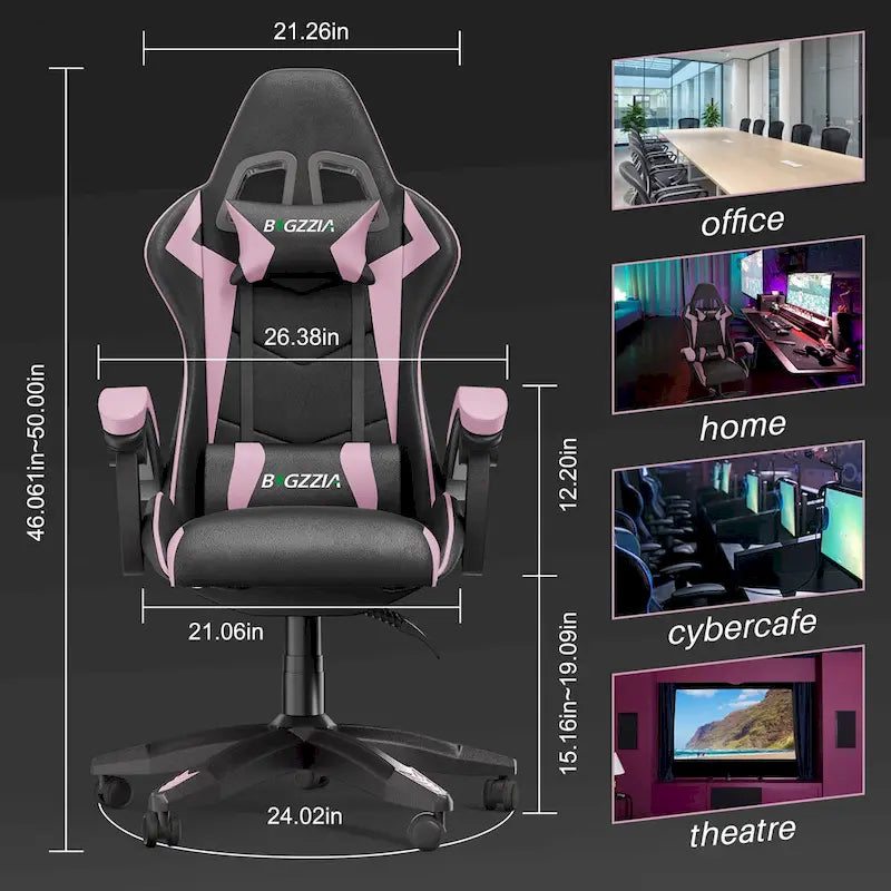 Ergonomic High-Back Gaming Chair with Adjustable Armrests, Headrest and Lumbar Support
