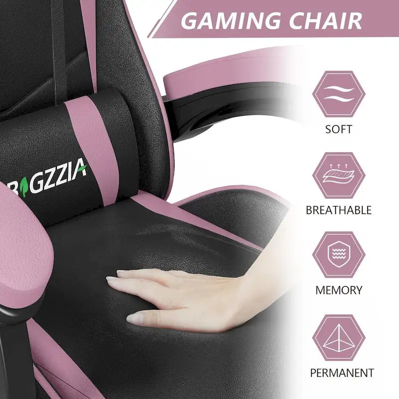 Ergonomic High-Back Gaming Chair with Adjustable Armrests, Headrest and Lumbar Support