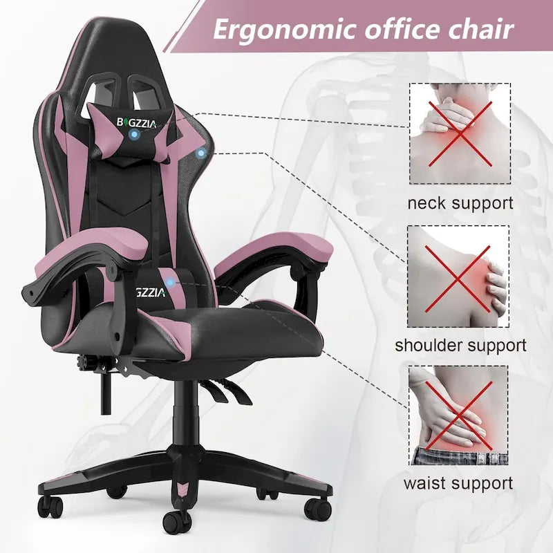 Ergonomic High-Back Gaming Chair with Adjustable Armrests, Headrest and Lumbar Support