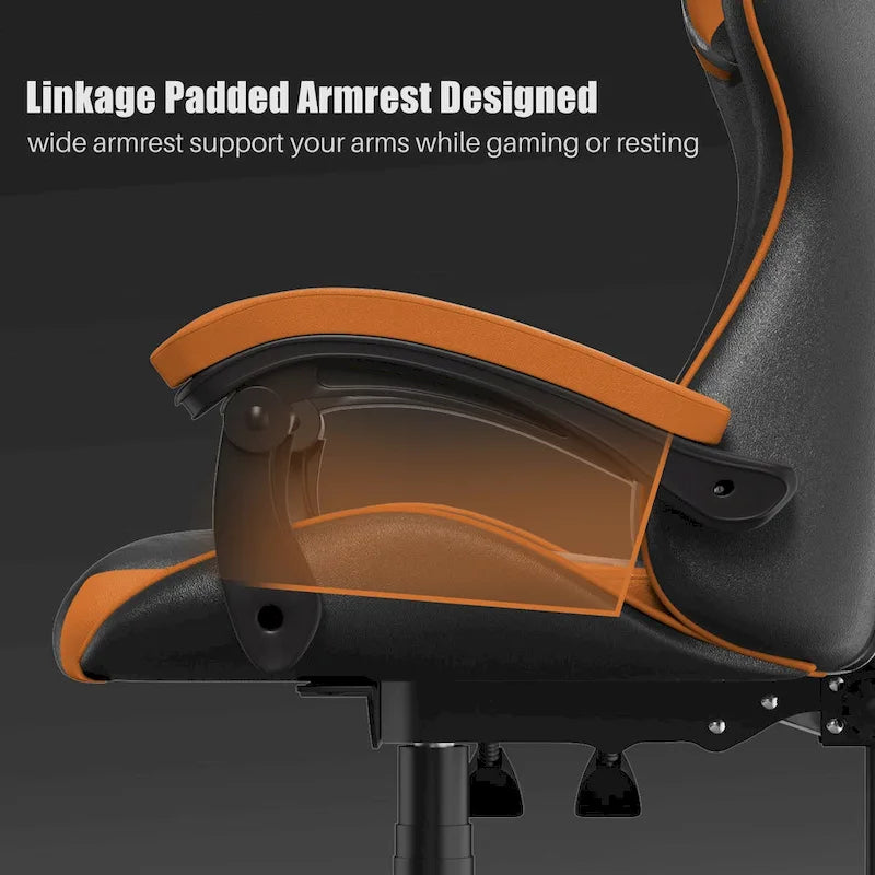 Ergonomic High-Back Gaming Chair with Adjustable Armrests, Headrest and Lumbar Support