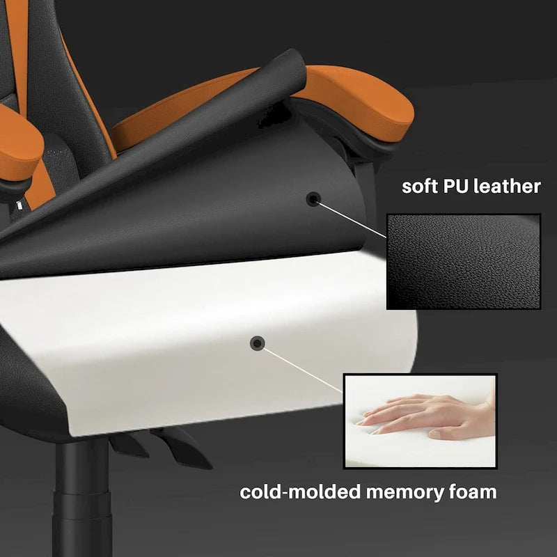 Ergonomic High-Back Gaming Chair with Adjustable Armrests, Headrest and Lumbar Support