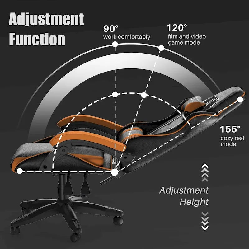 Ergonomic High-Back Gaming Chair with Adjustable Armrests, Headrest and Lumbar Support