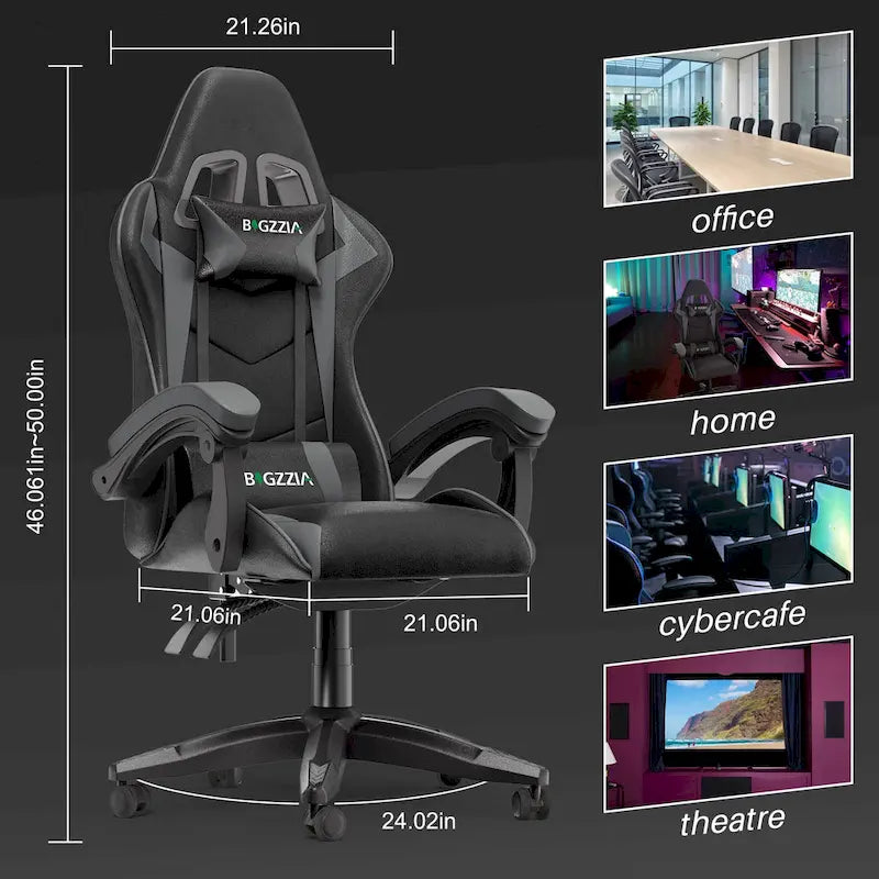Ergonomic High-Back Gaming Chair with Adjustable Armrests, Headrest and Lumbar Support