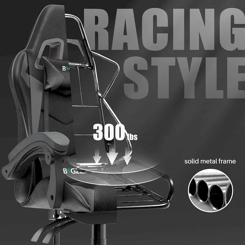 Ergonomic High-Back Gaming Chair with Adjustable Armrests, Headrest and Lumbar Support