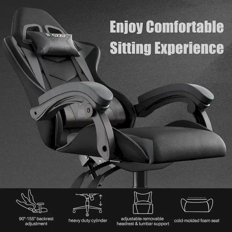 Ergonomic High-Back Gaming Chair with Adjustable Armrests, Headrest and Lumbar Support