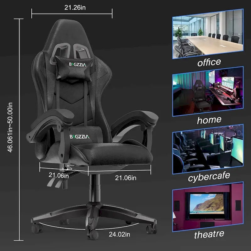 Ergonomic High-Back Gaming Chair with Adjustable Armrests, Headrest and Lumbar Support