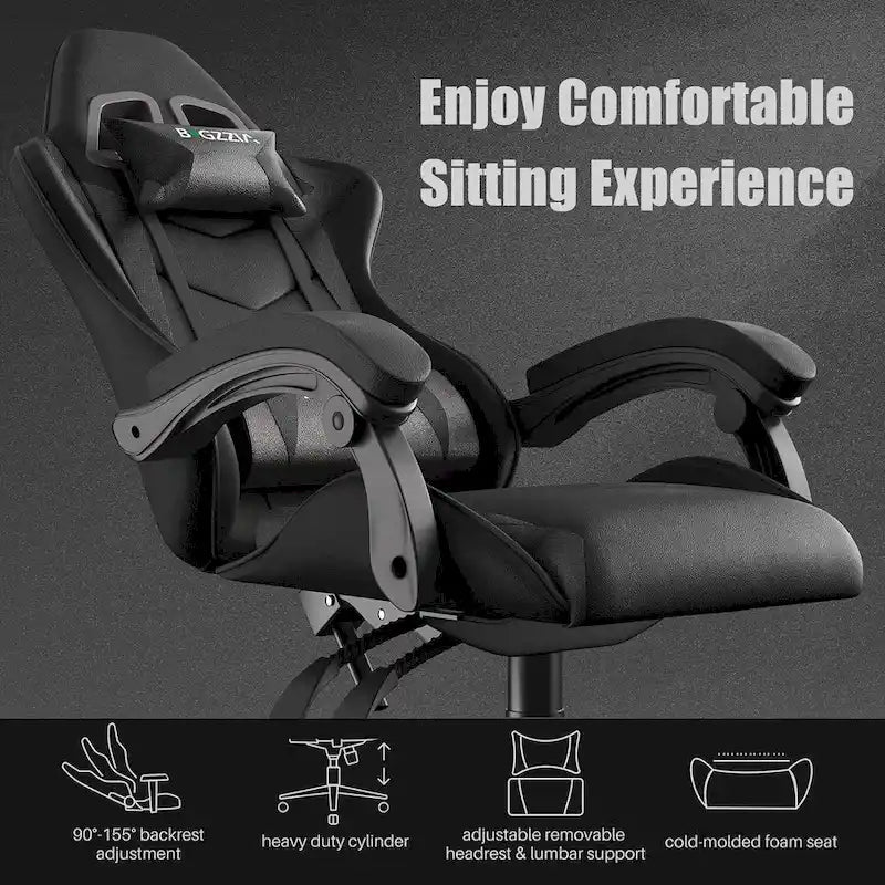 Ergonomic High-Back Gaming Chair with Adjustable Armrests, Headrest and Lumbar Support