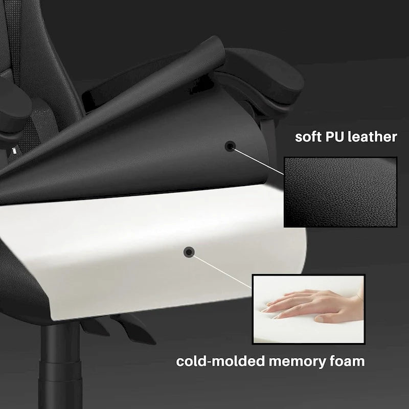 Ergonomic High-Back Gaming Chair with Adjustable Armrests, Headrest and Lumbar Support