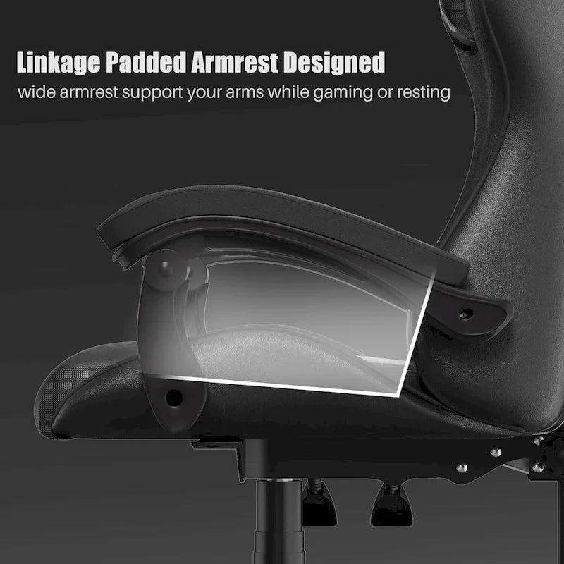Ergonomic High-Back Gaming Chair with Adjustable Armrests, Headrest and Lumbar Support