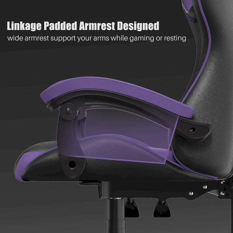 Ergonomic High-Back Gaming Chair with Adjustable Armrests, Headrest and Lumbar Support