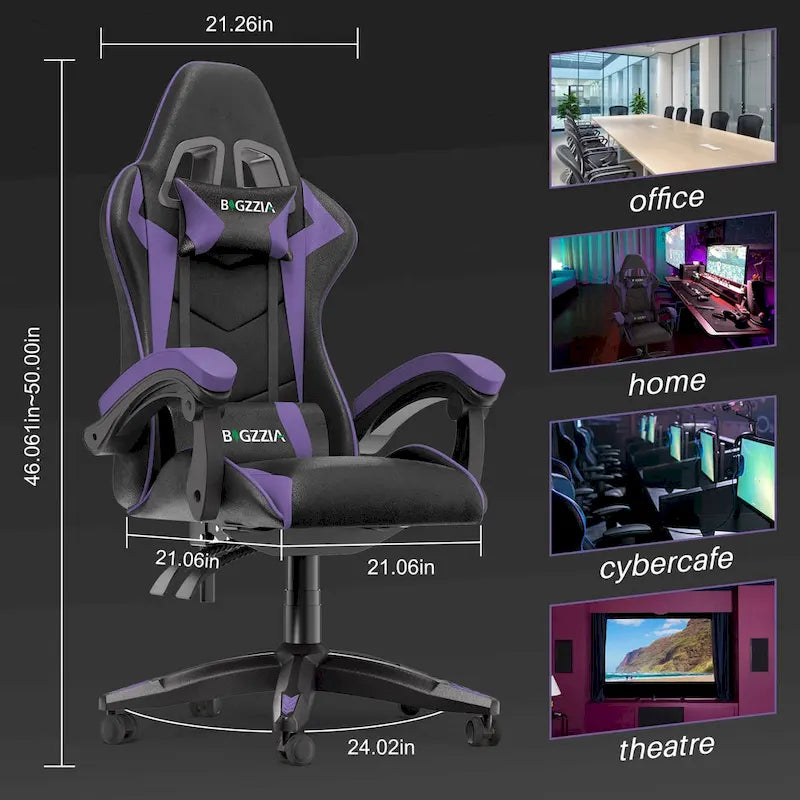 Ergonomic High-Back Gaming Chair with Adjustable Armrests, Headrest and Lumbar Support