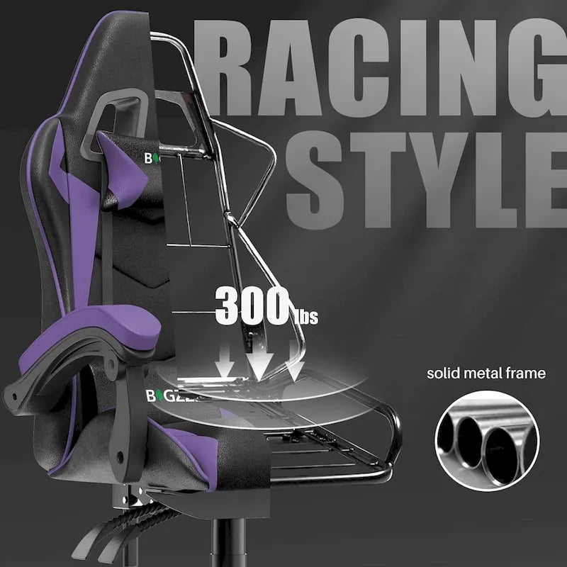 Ergonomic High-Back Gaming Chair with Adjustable Armrests, Headrest and Lumbar Support
