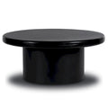 Round Solid Mango Wood Coffee Table with Center Pedestal Base