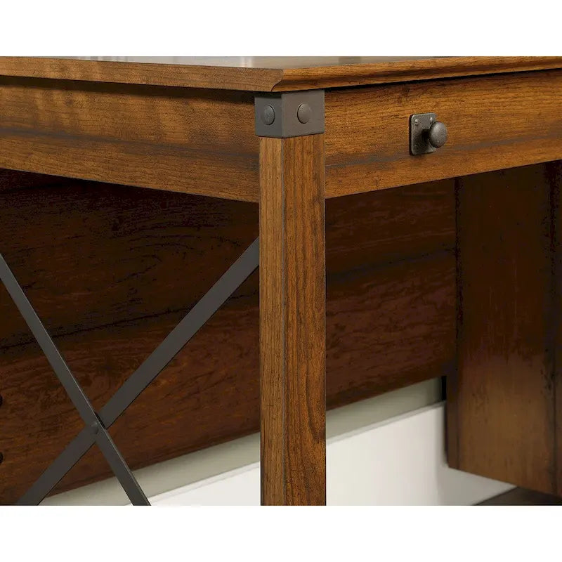 3-Drawer Home Office Desk with File Storage and Wrought Iron Hardware