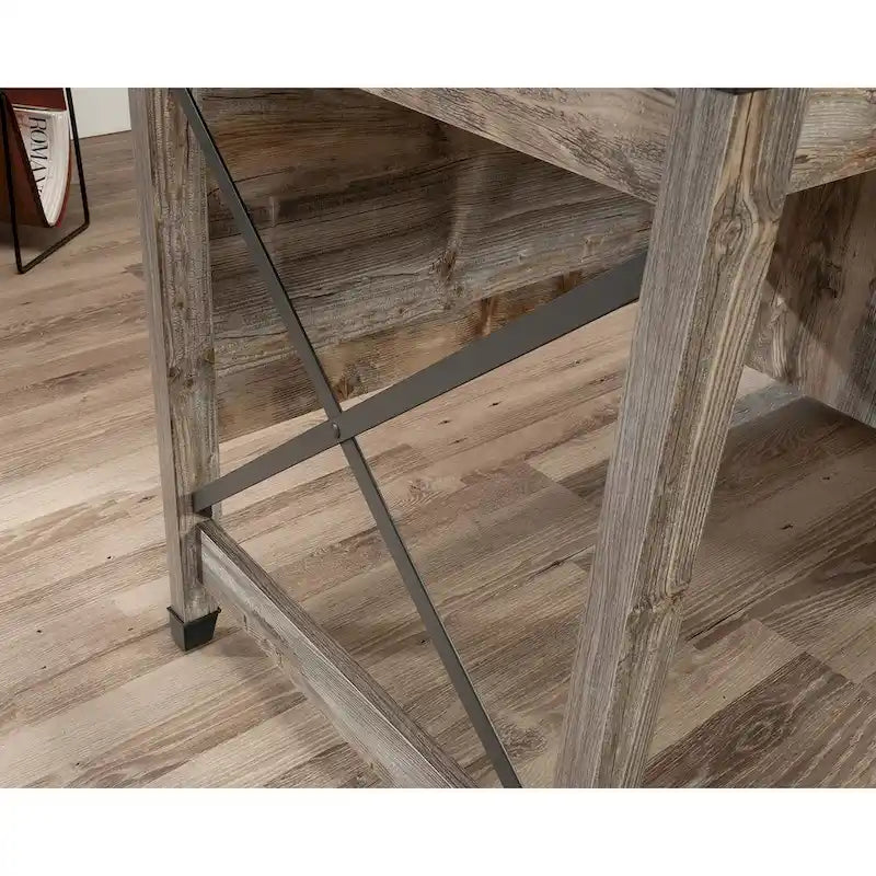 3-Drawer Home Office Desk with File Storage and Wrought Iron Hardware